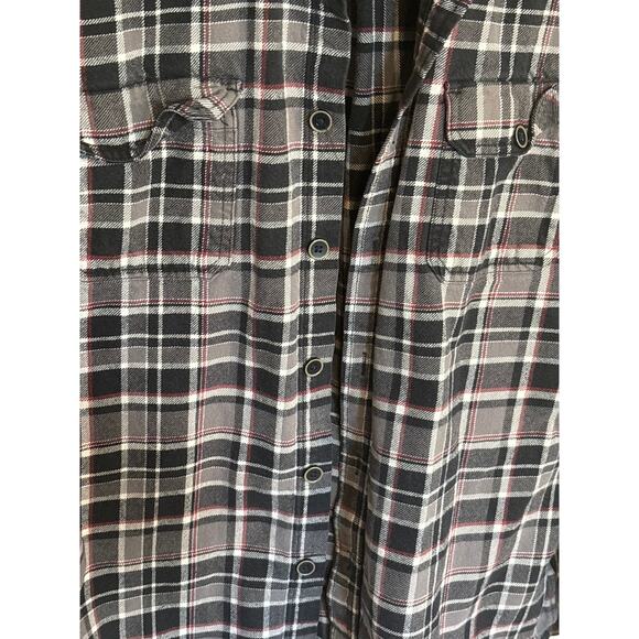 Jachs Men Gray and Red Flannel Button Up Shacket Heavyweight Outdoor Medium - Picture 4 of 5